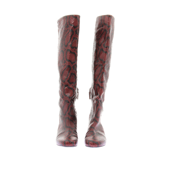 Bottes en cuir façon python