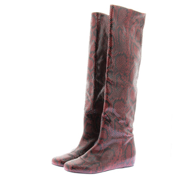 Bottes en cuir façon python