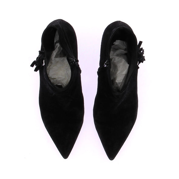 Bottines noires en daim avec franges