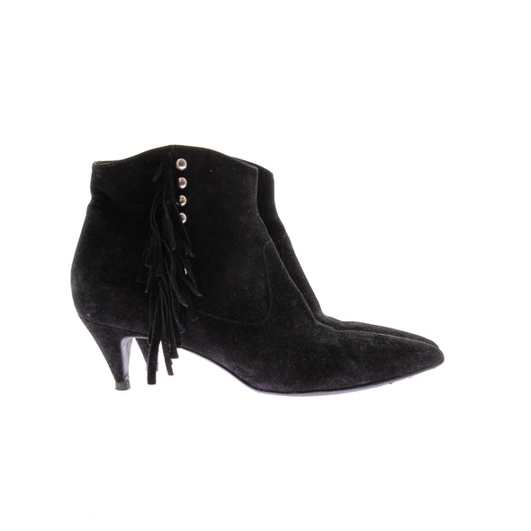 Bottines noires en daim avec franges