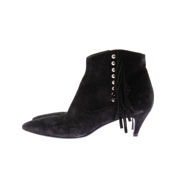 Bottines noires en daim avec franges