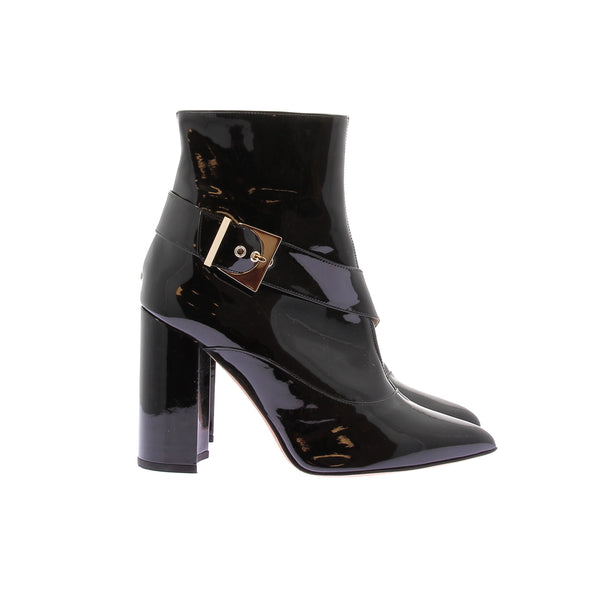 Bottines à talons en cuir verni