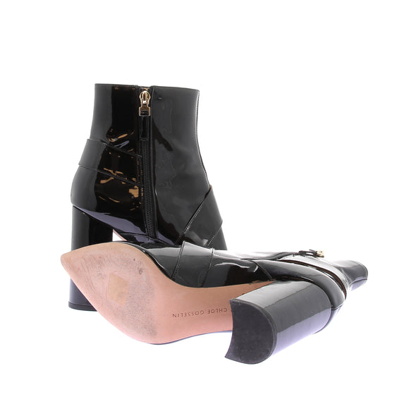 Bottines à talons en cuir verni