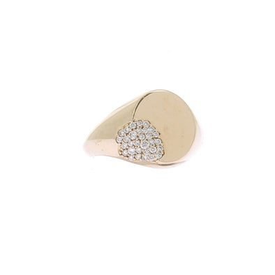 Chevalière en or massif 14 carats et diamants