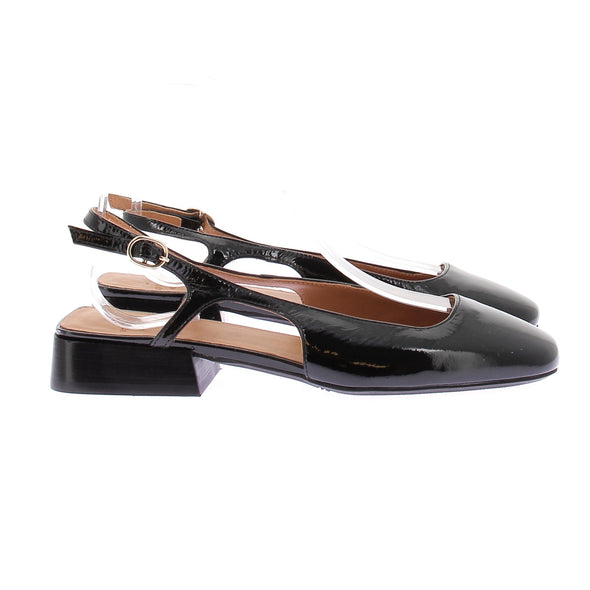 Slingbacks en cuir vernis noir