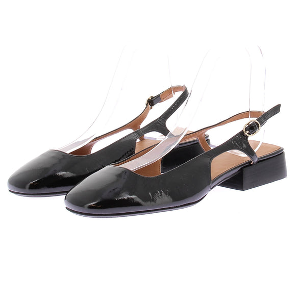 Slingbacks en cuir vernis noir