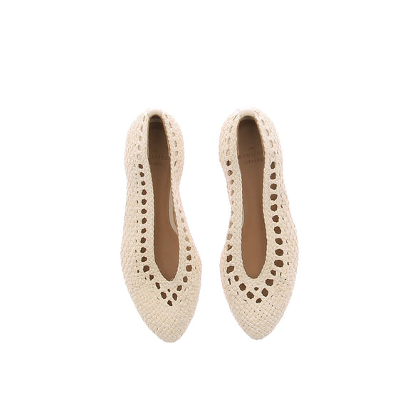 Ballerines en cuir écru