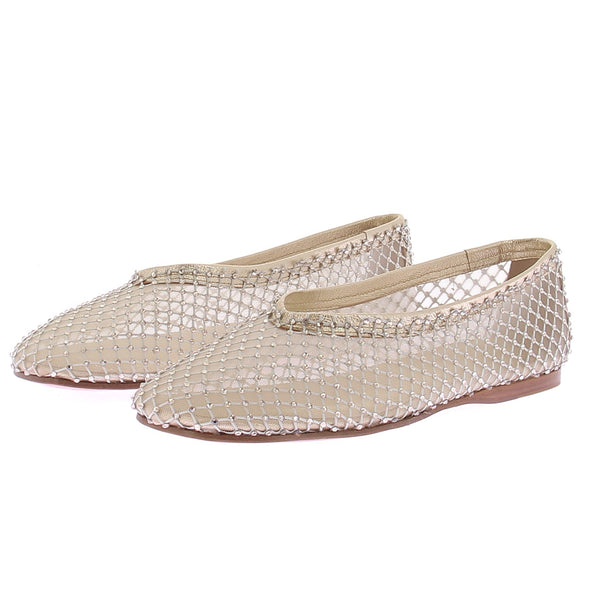 Ballerines dorées à strass