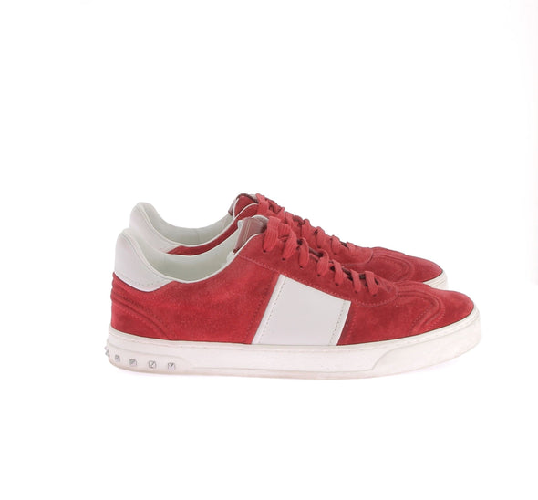 Baskets en daim rouge "Rockstud"