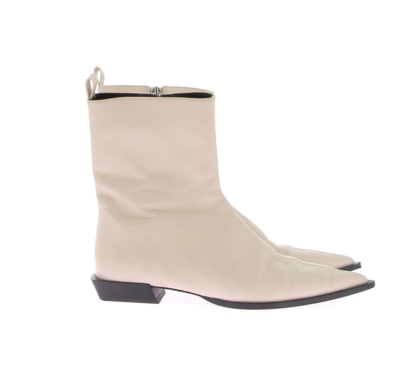 Bottines en cuir beige