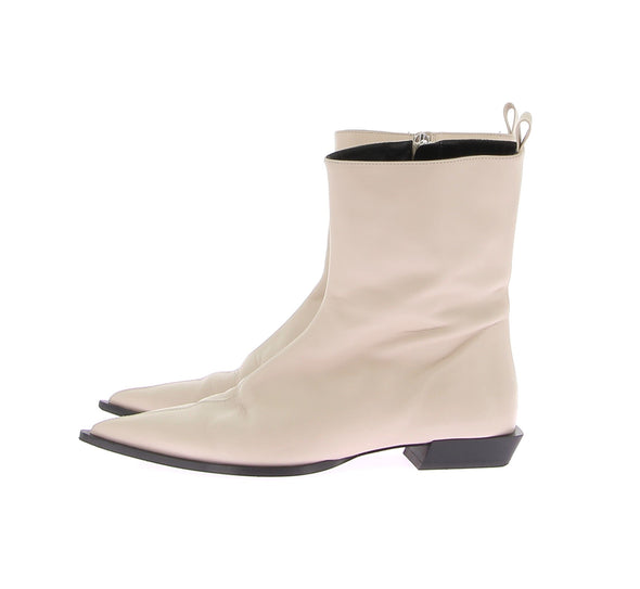 Bottines en cuir beige