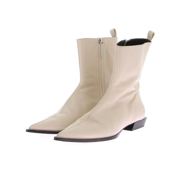 Bottines en cuir beige