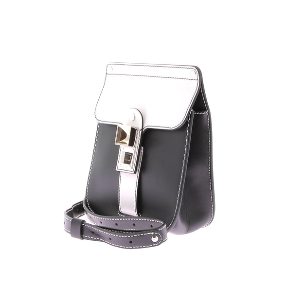 Sac bandoulière en cuir noir et blanc