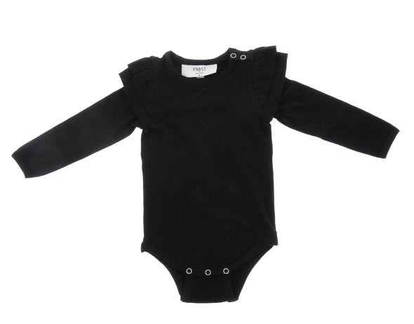 Body noir pour bébé à manches volantes