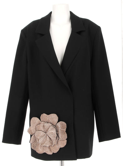 Blazer noir avec fleur doré