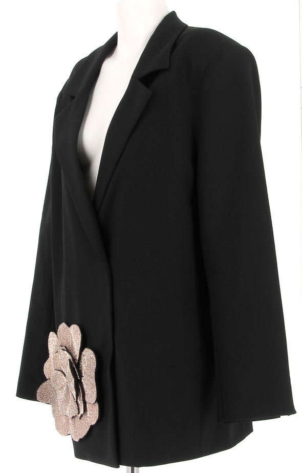 Blazer noir avec fleur doré