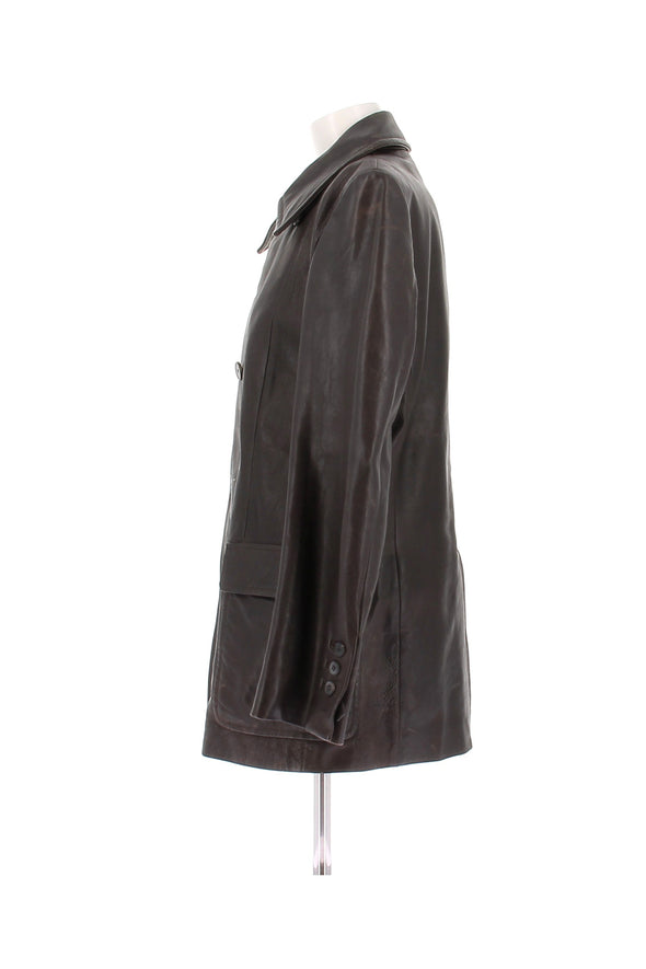 Blazer en cuir marron