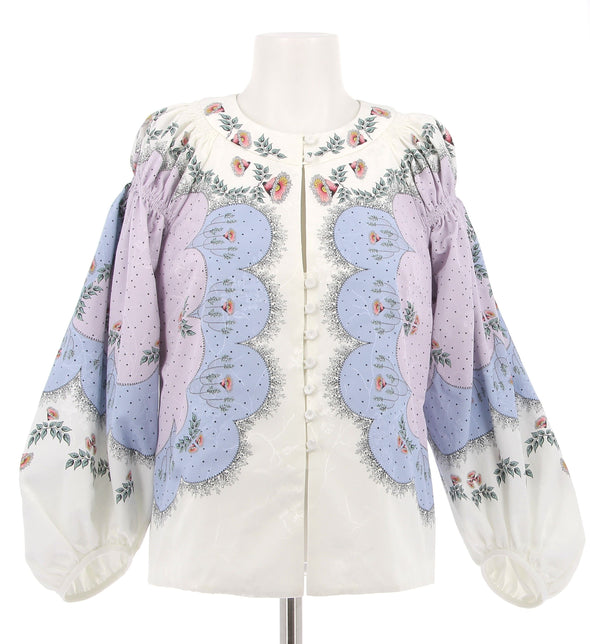 Blouse blanche à fleurs