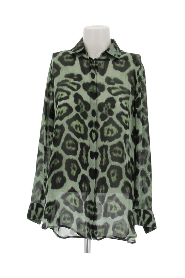 Blouse en soie léopard