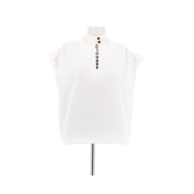 Blouse à manches courtes en coton blanc