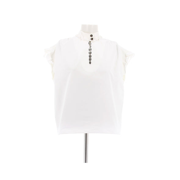 Blouse à manches courtes en coton blanc