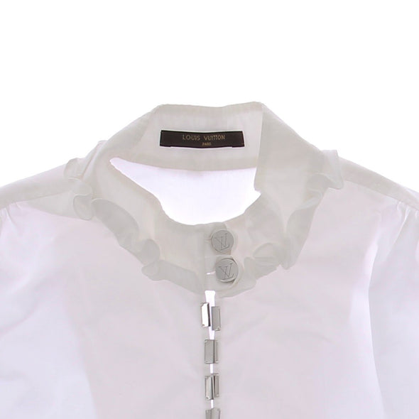 Blouse à manches courtes en coton blanc
