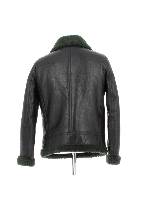 Blouson en cuir et shearling