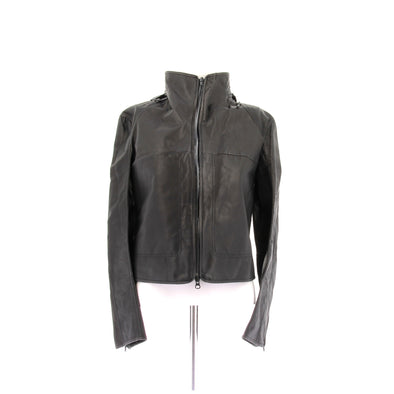 Blouson pliable en cuir à capuche