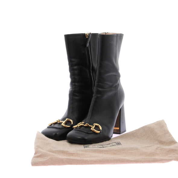 Boots "Horsebit" noirs en cuir
