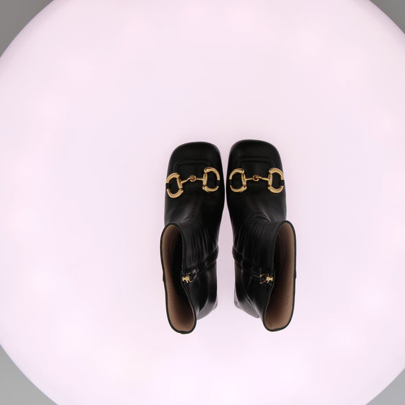 Boots "Horsebit" noirs en cuir