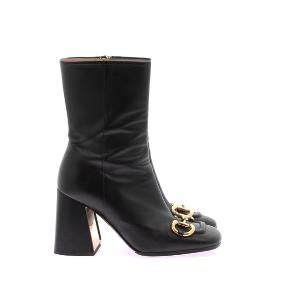 Boots "Horsebit" noirs en cuir