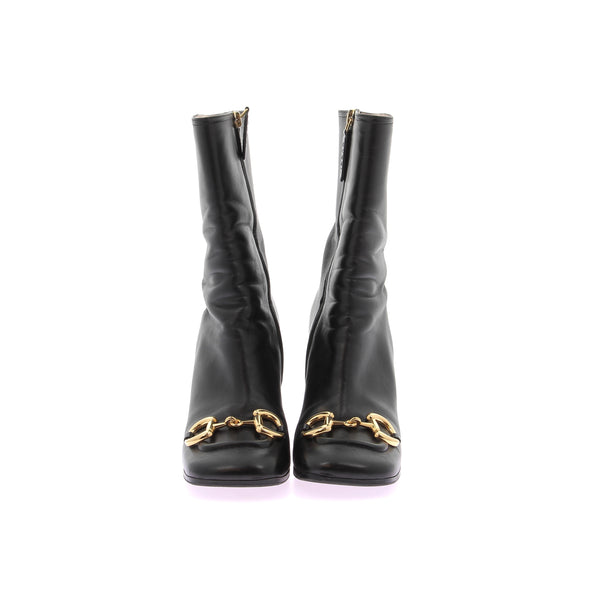 Boots "Horsebit" noirs en cuir