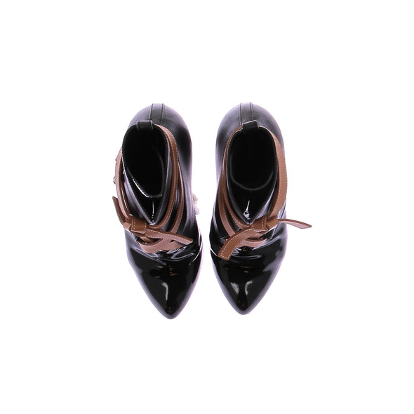 Bottines à talons en cuir vernis