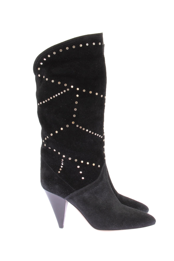 Bottes à talons en daim