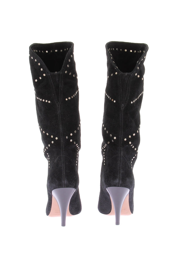 Bottes à talons en daim