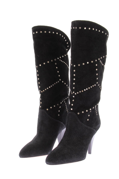 Bottes à talons en daim