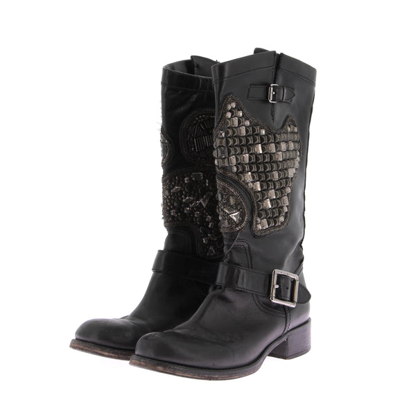 Bottes en cuir noir