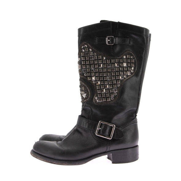 Bottes en cuir noir