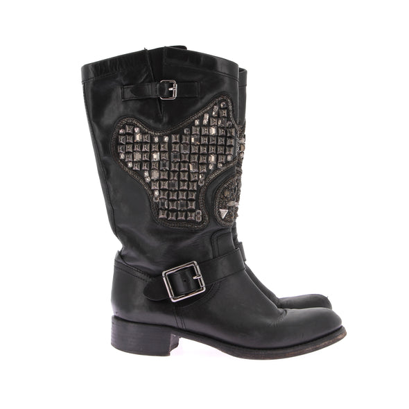 Bottes en cuir noir