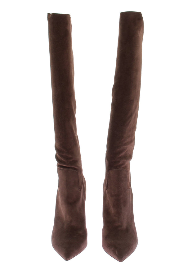 Bottes à talons en daim