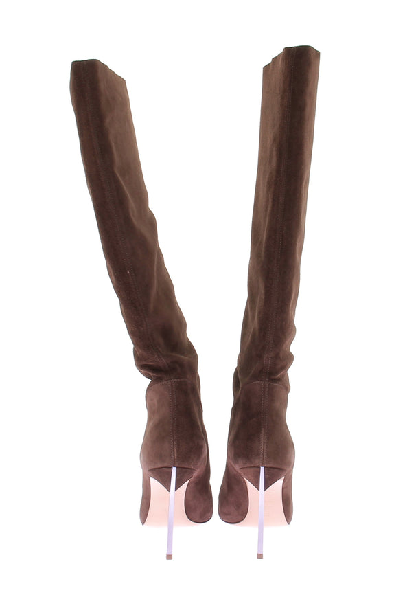 Bottes à talons en daim