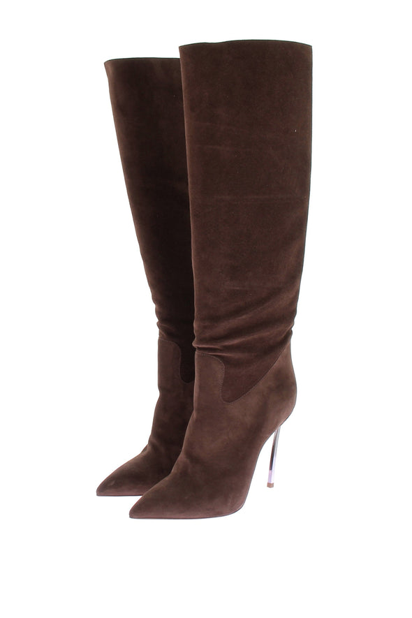 Bottes à talons en daim