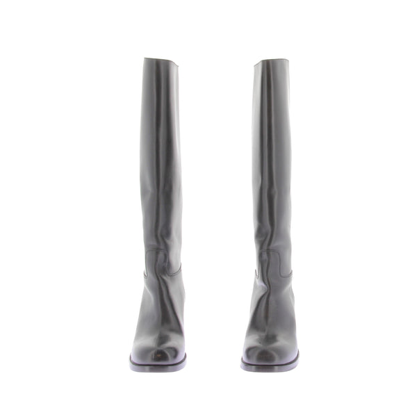 Bottes à talons en cuir
