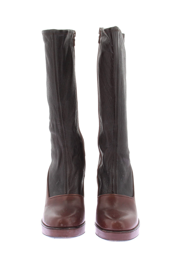 Bottes à talons bicolores