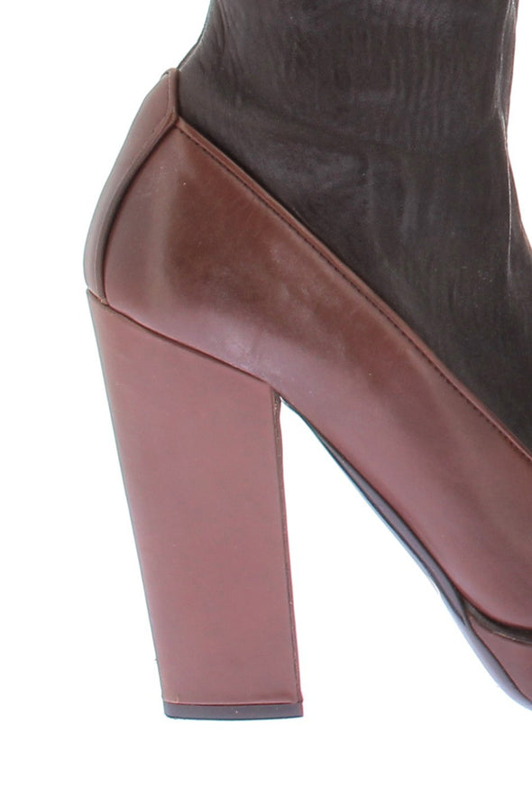 Bottes à talons bicolores