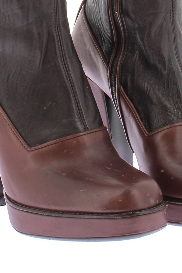 Bottes à talons bicolores