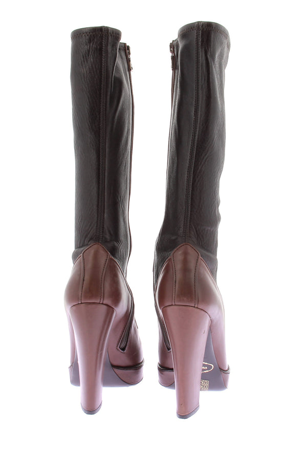 Bottes à talons bicolores