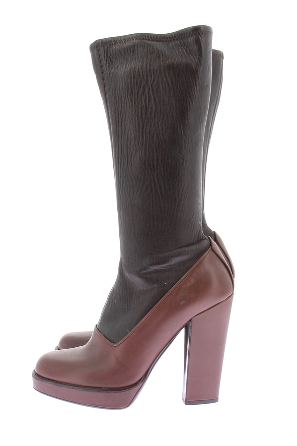 Bottes à talons bicolores