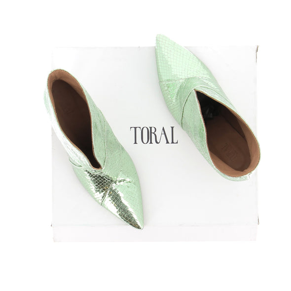 Bottines en cuir vert