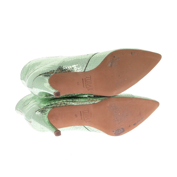 Bottines en cuir vert